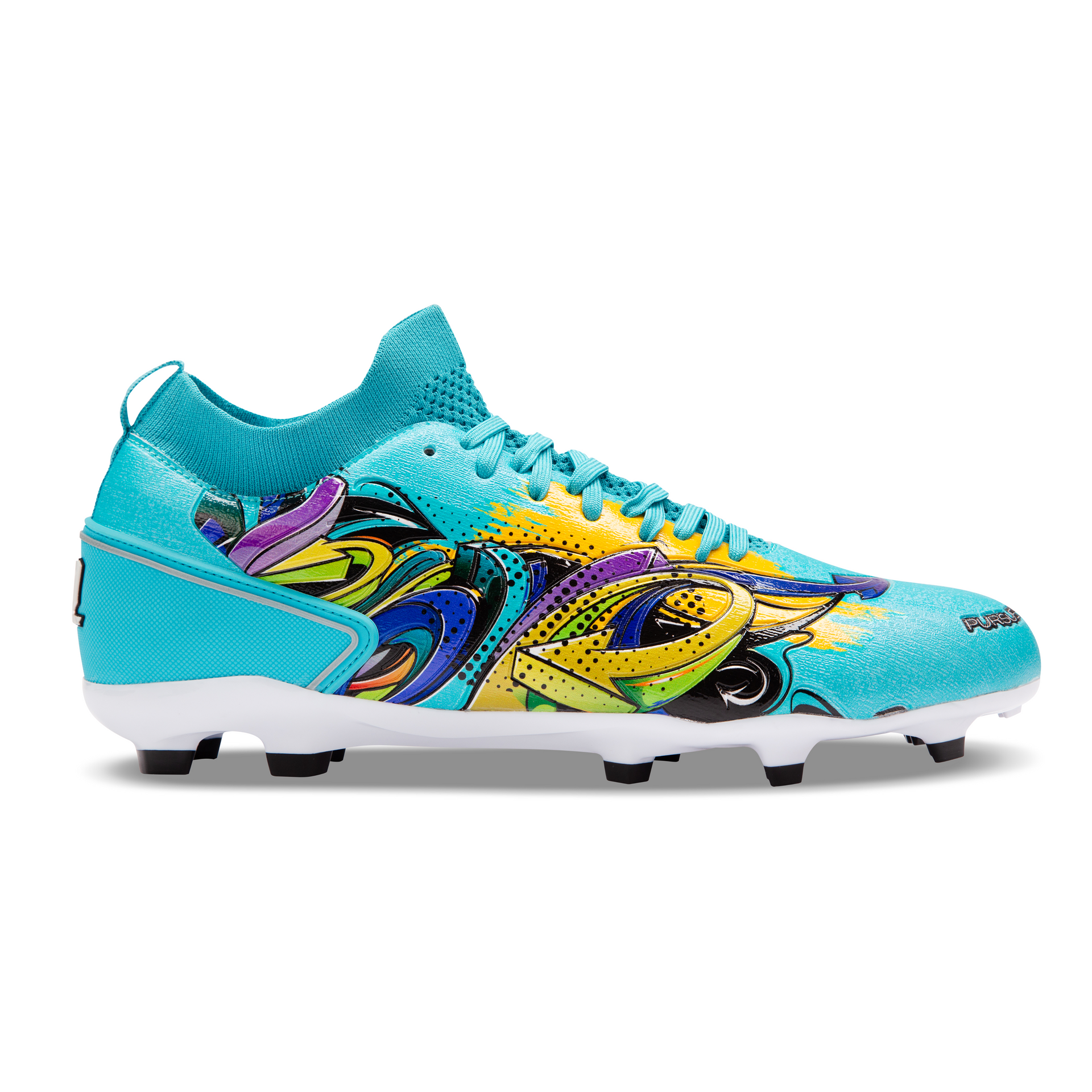 PTJ Graffiti X Cyan Football Boots | White Soccer Cleats