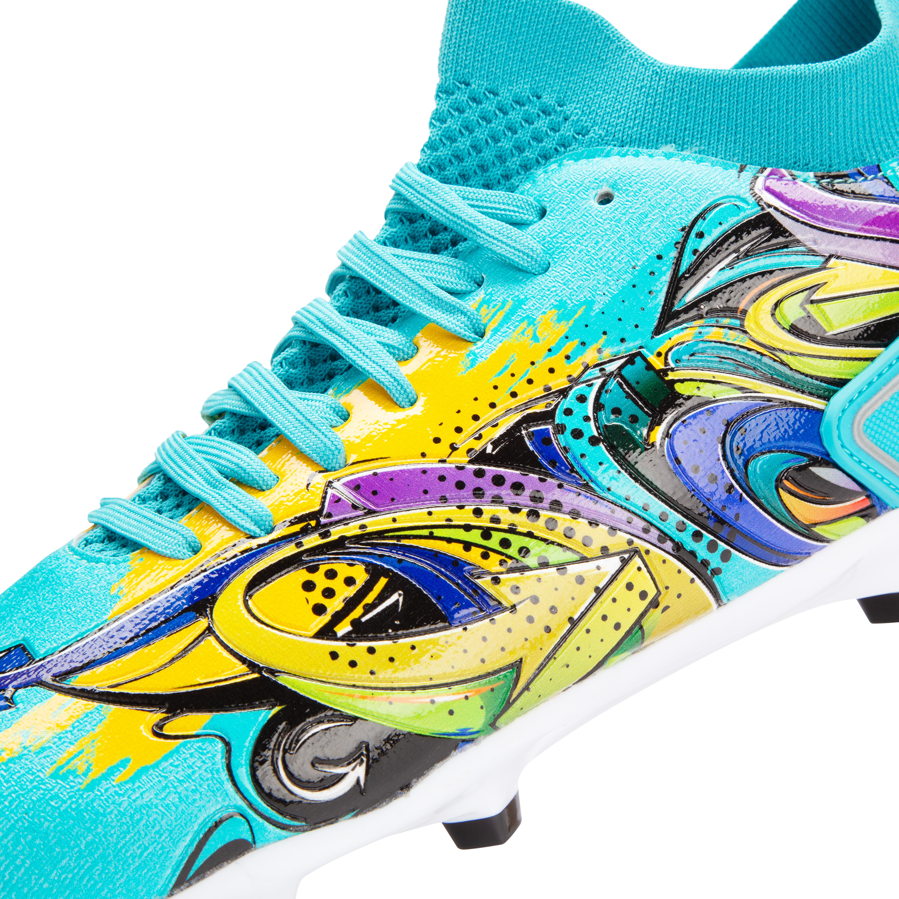 PTJ Graffiti X Cyan Football Boots | White Soccer Cleats