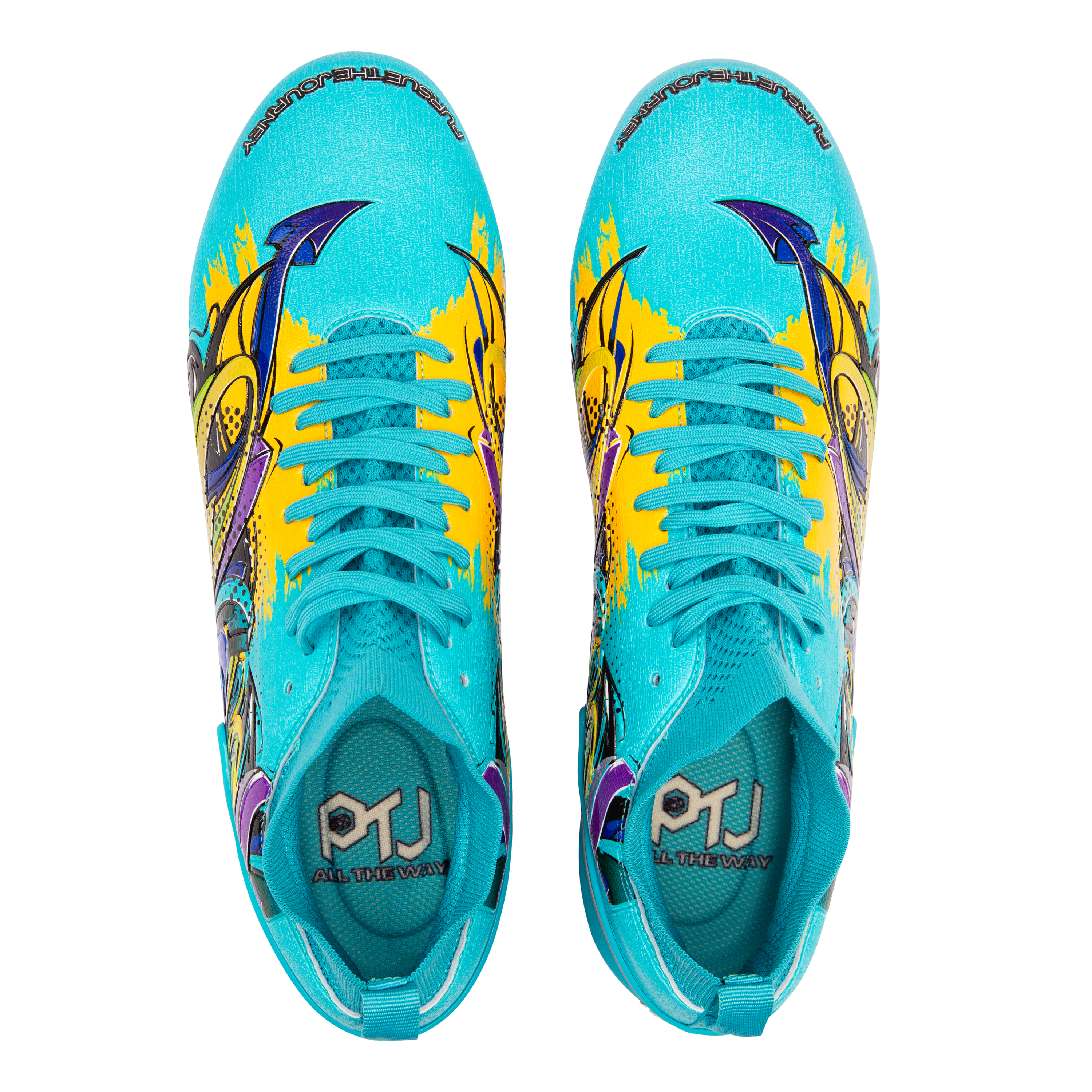 PTJ Graffiti X Cyan Football Boots | White Soccer Cleats